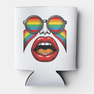 Retro-Regenbogen-Sonnenbrille Lippen Gesicht Vekto Dosenkühler