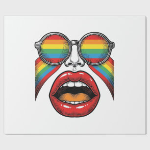 Retro-Regenbogen-Sonnenbrille Lippen Gesicht Vekto Geschenkpapier