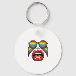 Retro-Regenbogen-Sonnenbrille Lippen Gesicht Vekto Schlüsselanhänger