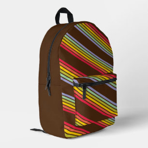 Retro-Regenbogen-Streifen braun Vintag Bedruckter Rucksack