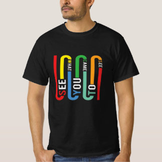 Retro-Regenbogen-Typografie-T-Shirt, schwarzes T-S T-Shirt