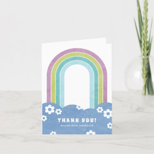 Retro-Regenbogen- und Gänseblümchen-Dankeskarten - Dankeskarte