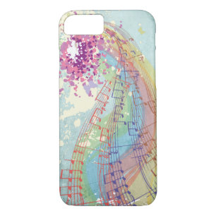 Retro-Regenbogen und Musiknoten auf einer Shabby-T Case-Mate iPhone Hülle