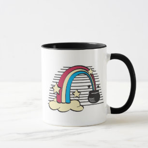 Retro Regenbogen und Topf aus Gold, Retro Regenbog Tasse