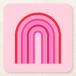 Retro-Regenbogen-Vorbereitung Pink und Roter Bogen Rechteckiger Pappuntersetzer