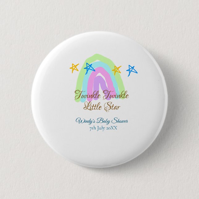 Retro Regenbogen winzige kleine Sterne Baby sh Button (Vorderseite)