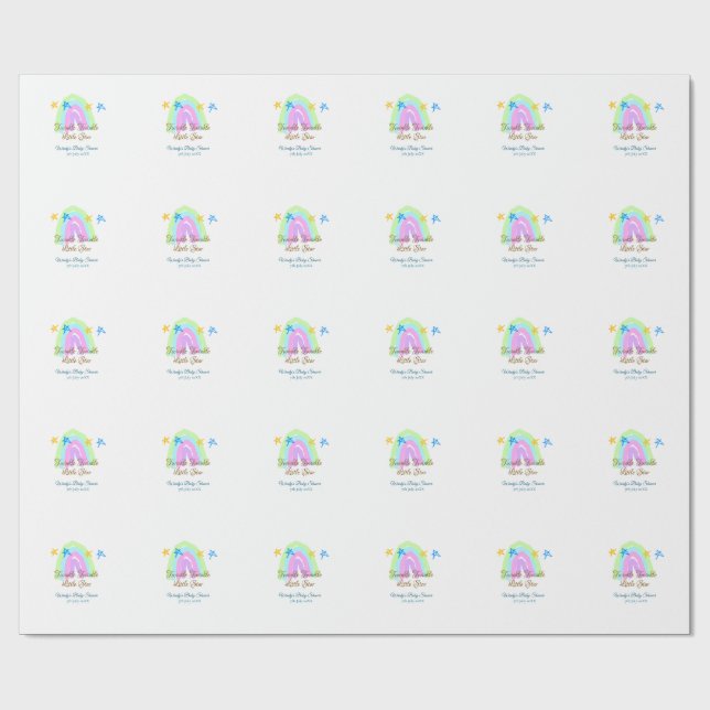 Retro Regenbogen winzige kleine Sterne Baby sh Geschenkpapier (Flach)