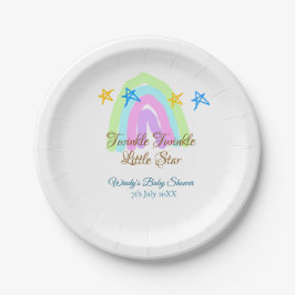 Retro Regenbogen winzige kleine Sterne Baby sh Pappteller