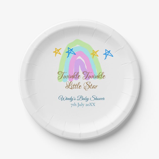 Retro Regenbogen winzige kleine Sterne Baby sh Pappteller (Vorderseite)