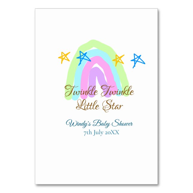 Retro Regenbogen winzige kleine Sterne Baby sh Tischnummer (Vorderseite)