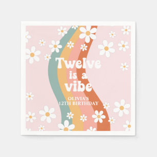 Retro Regenbogen Zwölf ist eine Stimmung Daisy 12. Serviette