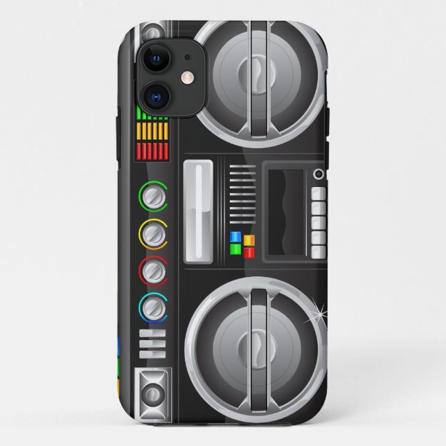 Retro Regenbogenknöpfe Boombox-Getto-Meister Case-Mate iPhone Hülle (Rückseite)