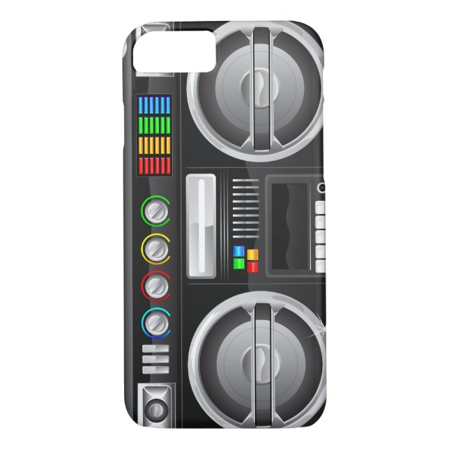 Retro Regenbogenknöpfe Boombox-Getto-Meister Case-Mate iPhone Hülle (Rückseite)