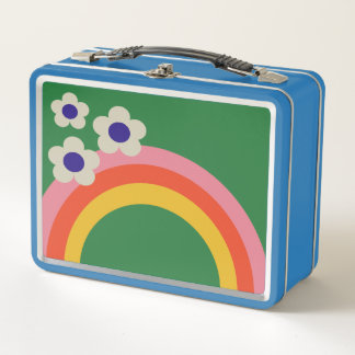 Retro RegenbogenLunchbox Metall Brotdose