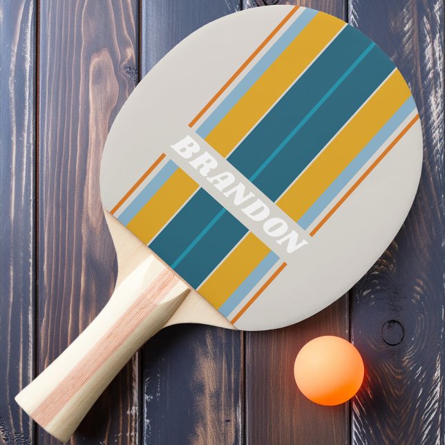 Retro-Regenbogenstreifen Streifen mit Namen Tischtennis Schläger (Von Creator hochgeladen)