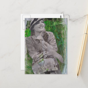 Retro reiche arme Frau Mixed Media Collage Postkarte