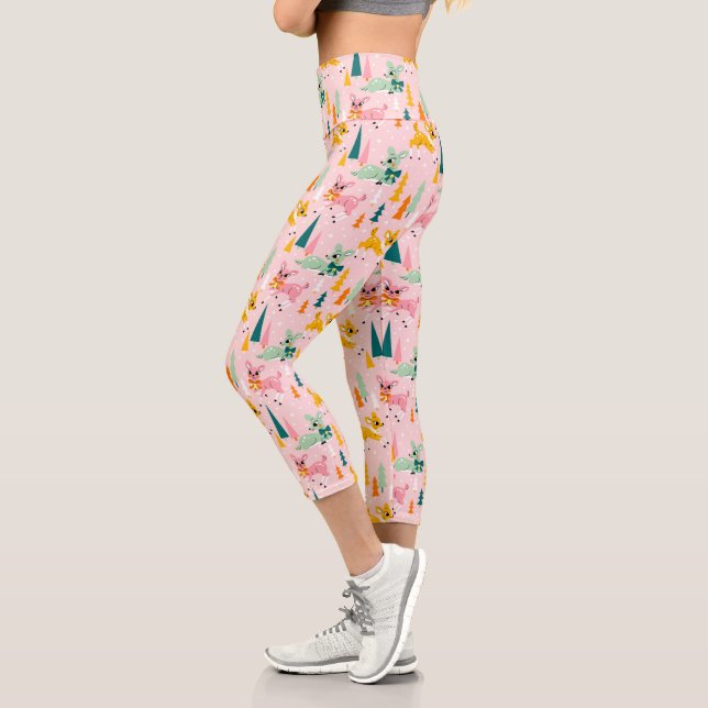 Retro Reindeer Wonderland Urlaubsmuster Capri Leggings (Links)