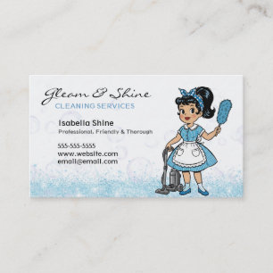 Retro-Reinigung Lady Cleaner Service Housekeeper Visitenkarte