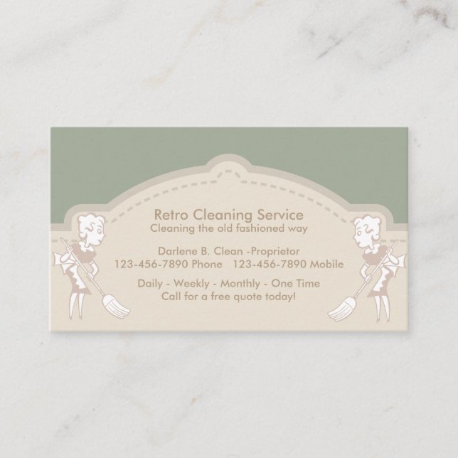 Retro Reinigungs-Service Visitenkarte (Vorderseite)