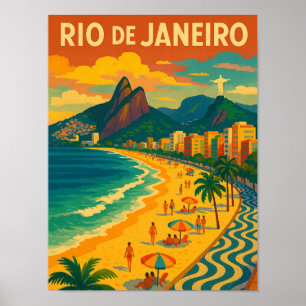 Retro-Reise Copacabana Rio de Janeiro Brasilien Poster
