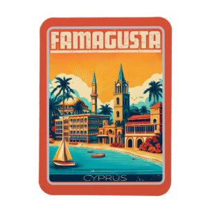 Retro-Reise Famagusta Strand Zypern Souvenirs Gesc Magnet