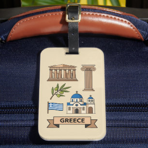 Retro-Reise Griechenland Ikonische Nationalsymbole Gepäckanhänger