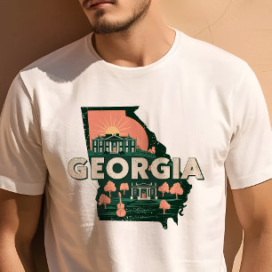Retro-Reise-Ikon Georgia Grafik T-Shirt