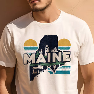 Retro-Reise-Ikonisches Maine-Grafik T-Shirt