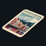 Retro Reise Innsbruck Tirol - Österreichische Alpe Magnet<br><div class="desc">"Innsbruck Skyline" "Österreichische Alpen" "Innsbrucker Reise" "Tirol,  Österreich" "Innsbruck Souvenirs" "Innsbrucker Berge" "Tiroler Kultur" "WintersportInnsbruck" "Innsbrucker Stadtbild" "Östersbrucker Landschaft"</div>