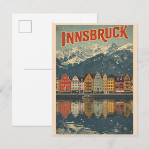Retro-Reise Innsbruck Tirol - österreichische Alpe Postkarte