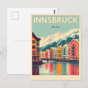 Retro-Reise Innsbruck Tirol - österreichische Alpe Postkarte