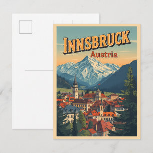 Retro-Reise Innsbruck Tirol - österreichische Alpe Postkarte