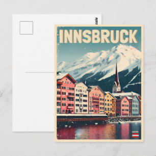 Retro-Reise Innsbruck Tirol - österreichische Alpe Postkarte