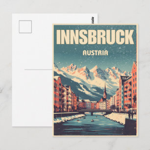 Retro-Reise Innsbruck Tirol - österreichische Alpe Postkarte