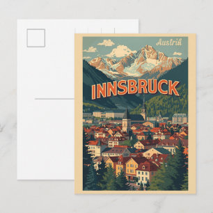 Retro-Reise Innsbruck Tirol - österreichische Alpe Postkarte