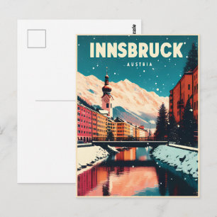 Retro-Reise Innsbruck Tirol - österreichische Alpe Postkarte