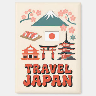 Retro-Reise Japan Ikonische Nationalsymbole Magnet