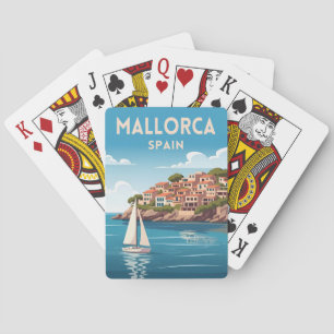 Retro-Reise Mallorca Spanien Küstenlandschaft Spielkarten