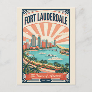Retro-Reise nach Fort Lauderdale Florida Postkarte