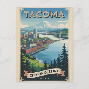Retro-Reise nach Tacoma, Washington Postkarte