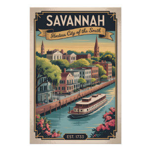 Retro-Reise Savannah Georgia Vintage Poster