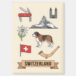 Retro-Reise Schweiz Ikonische Nationalsymbole Magnet