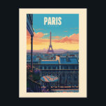Retro - Reise - Vintage - Paris Postkarte<br><div class="desc">Paris,  die Hauptstadt Frankreichs,  ist eine große europäische Stadt und ein weltweites Zentrum für Kunst,  Mode,  Gastronomie und Kultur.</div>