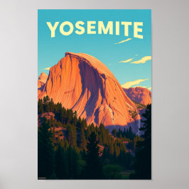 Retro Reiseillustration Yosemite Kalifornien Poster