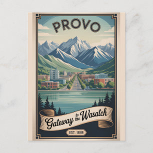 Retro-Reiseplakat-Illustration Provo Utah Feiertagspostkarte