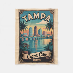 Retro-Reiseplakat Kunst aus Tampa Florida im Vinta Fleecedecke