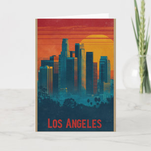 Retro-Reiseplakat-Kunst von Downtown Los Angeles Karte