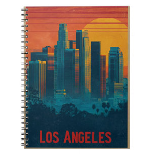 Retro-Reiseplakat-Kunst von Downtown Los Angeles Notizblock