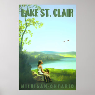 Retro-Reiseplakat Lake St Clair Michigan Ontario Poster