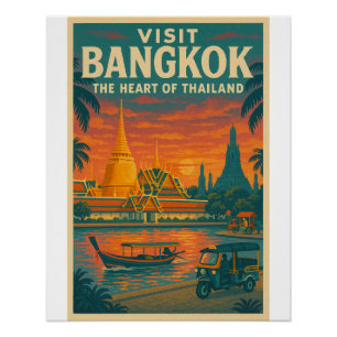 Retro-Reiseplakat von Bangkok, Thailand Poster